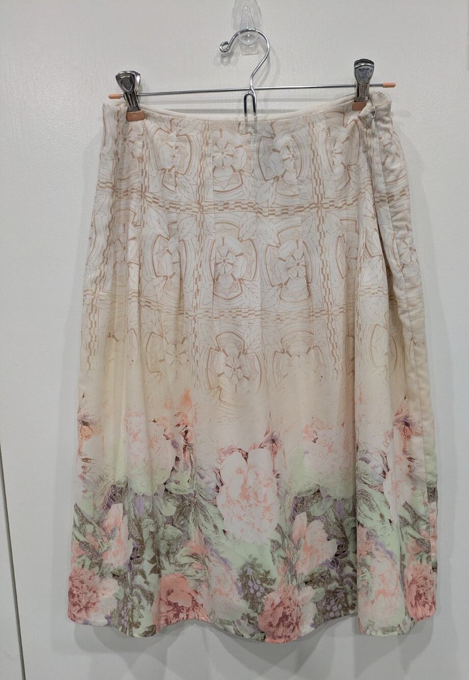 Apostrophe Floral Border Spring Easter Print Midi Skirt Size 4 Y2K Romantic Line